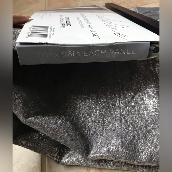 NWT Madeline Room Darkening Extra Long 96in Panel Set Decor Drapes - Charcoal - Picture 8 of 8